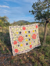 Vintage Kantha blanket with Suzani embroidery • 200*160cm • Reversible