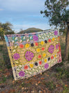 Vintage Kantha blanket with Suzani embroidery • 220*154cm • Reversible