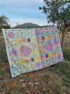 Vintage Kantha blanket with Suzani embroidery • 220*154cm • Reversible