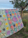 Vintage Kantha blanket with Suzani embroidery • 220*154cm • Reversible