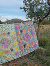 Vintage Kantha blanket with Suzani embroidery • 220*154cm • Reversible