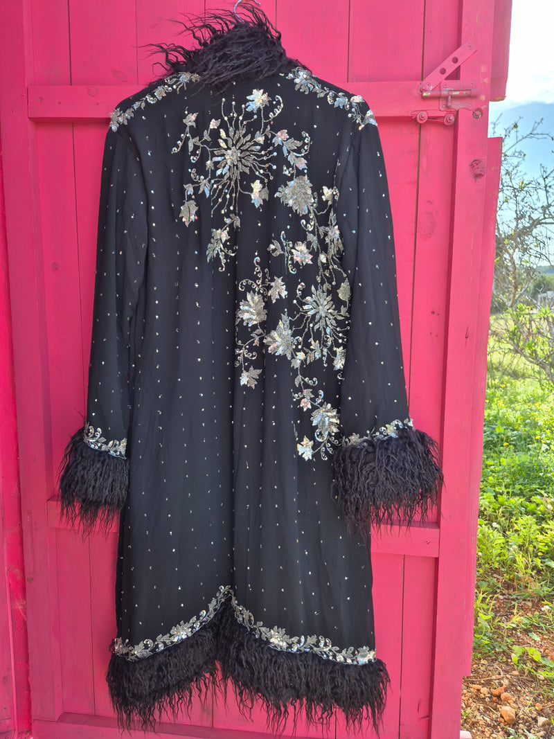 Bohemian coat • BLACK & SILVER • one size (S/M/L)