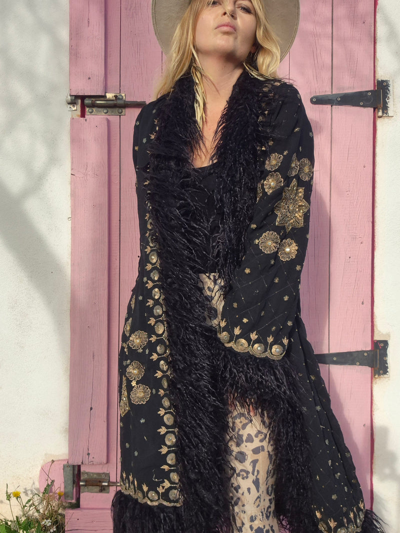 Bohemian coat • BLACK & GOLD II • one size (S/M/L)