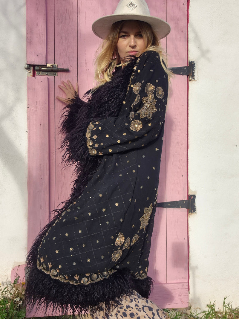 Bohemian coat • BLACK & GOLD II • one size (S/M/L)