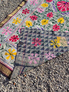 Vintage Kantha blanket with Suzani embroidery • 232*159cm • Reversible