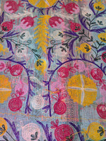 Vintage Kantha blanket with Suzani embroidery • 208*151cm