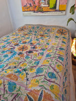 Vintage Kantha blanket with Suzani embroidery • 204*150cm • Reversible