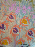 Vintage Kantha blanket with Suzani embroidery • 212*148cm • Reversible