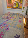 Vintage Kantha blanket with Suzani embroidery • 203*162cm • Reversible