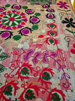 Vintage Kantha blanket with Suzani embroidery • 250*188cm • Reversible