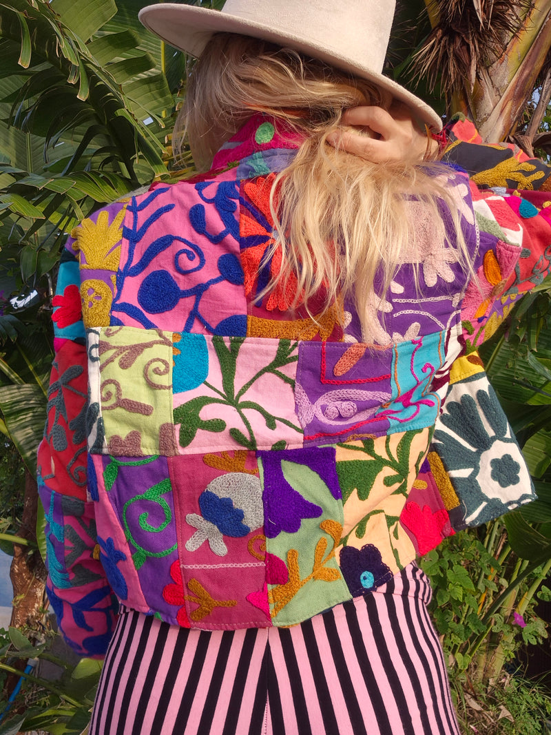 Colourful jacket • Patchwork II with flowers inside • XS/S/M