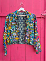 Colourful jacket • Petrol with Flowers • XS/S/M