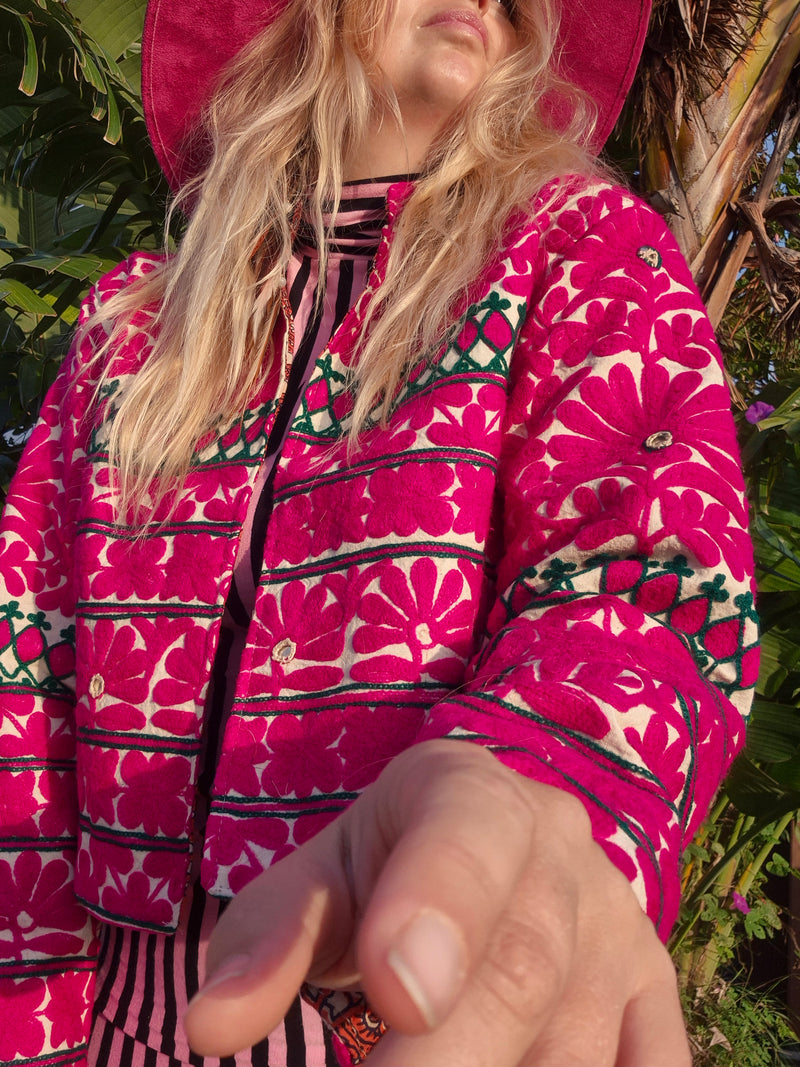 Colourful jacket • Pink Flowers • XS/S/M