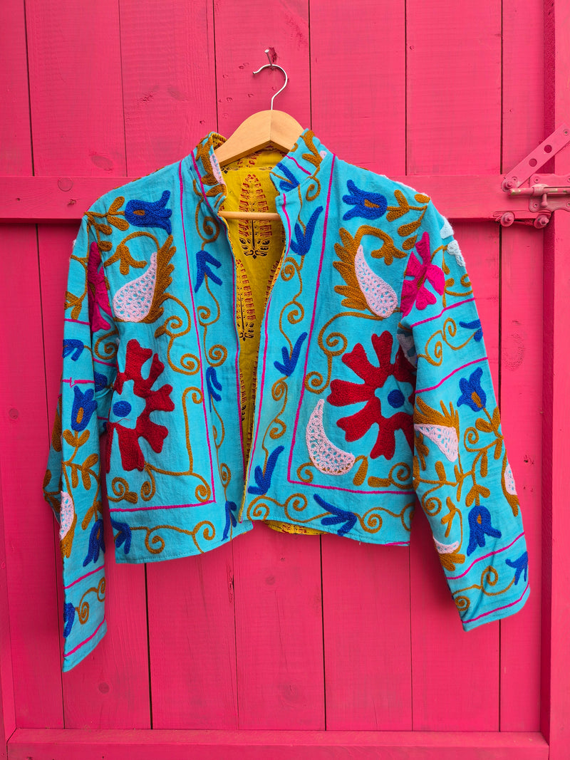 Colourful jacket • Suzani in Bright Light Blue • XS/S/M