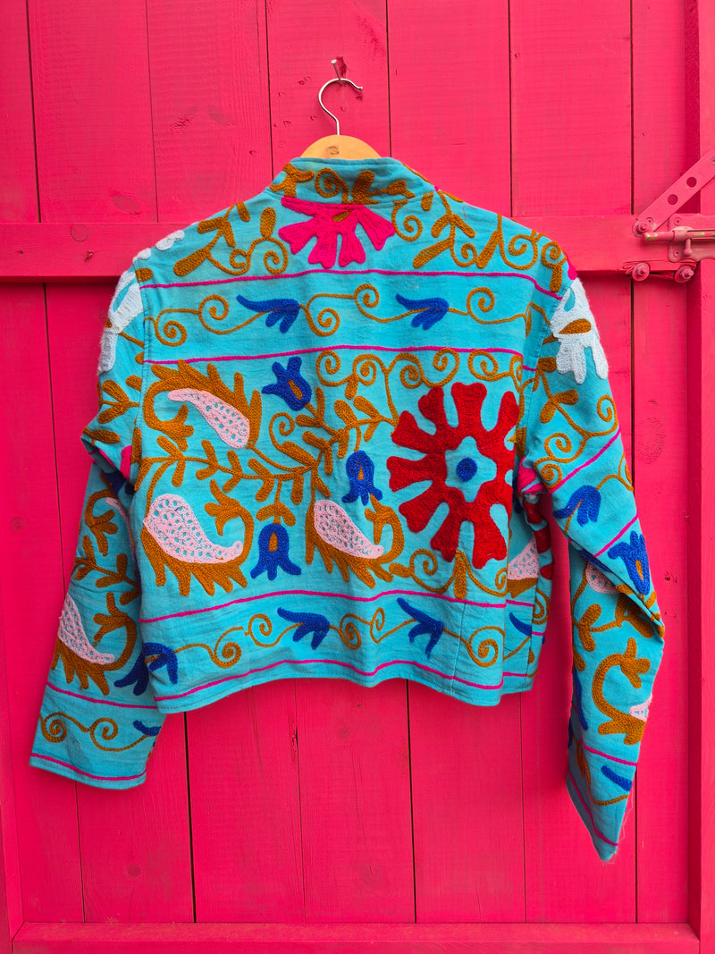 Colourful jacket • Suzani in Bright Light Blue • XS/S/M