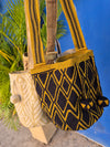 Wayuu Mochila mediano • single thread • hilo de seda • Black & Gold