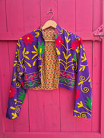 Colourful jacket SHORT • Suzani in Purple • XS/S/M