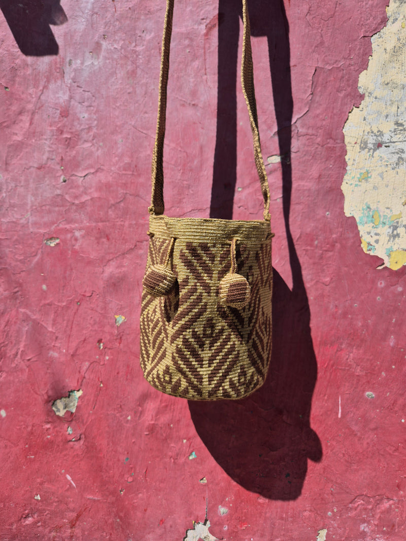 Wayuu Mochila mediano • single thread • hilo de seda • Natural