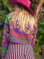 Colourful jacket SHORT • Suzani in Purple • XS/S/M