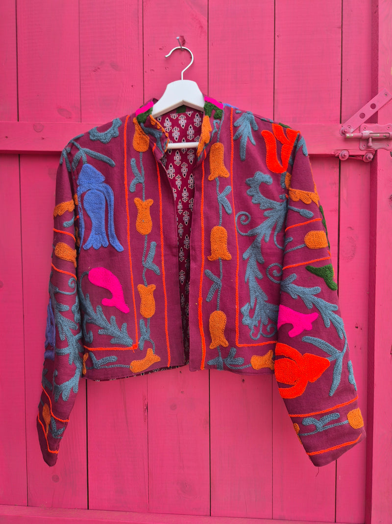 Colourful jacket • Suzani in Wine Red • XS/S/M