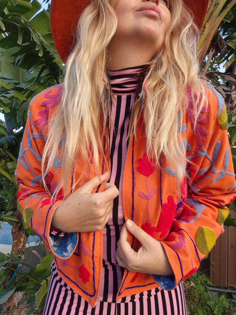 Colourful jacket • Suzani in Orange • XS/S/M