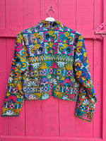 Colourful jacket • Petrol with Flowers • XS/S/M