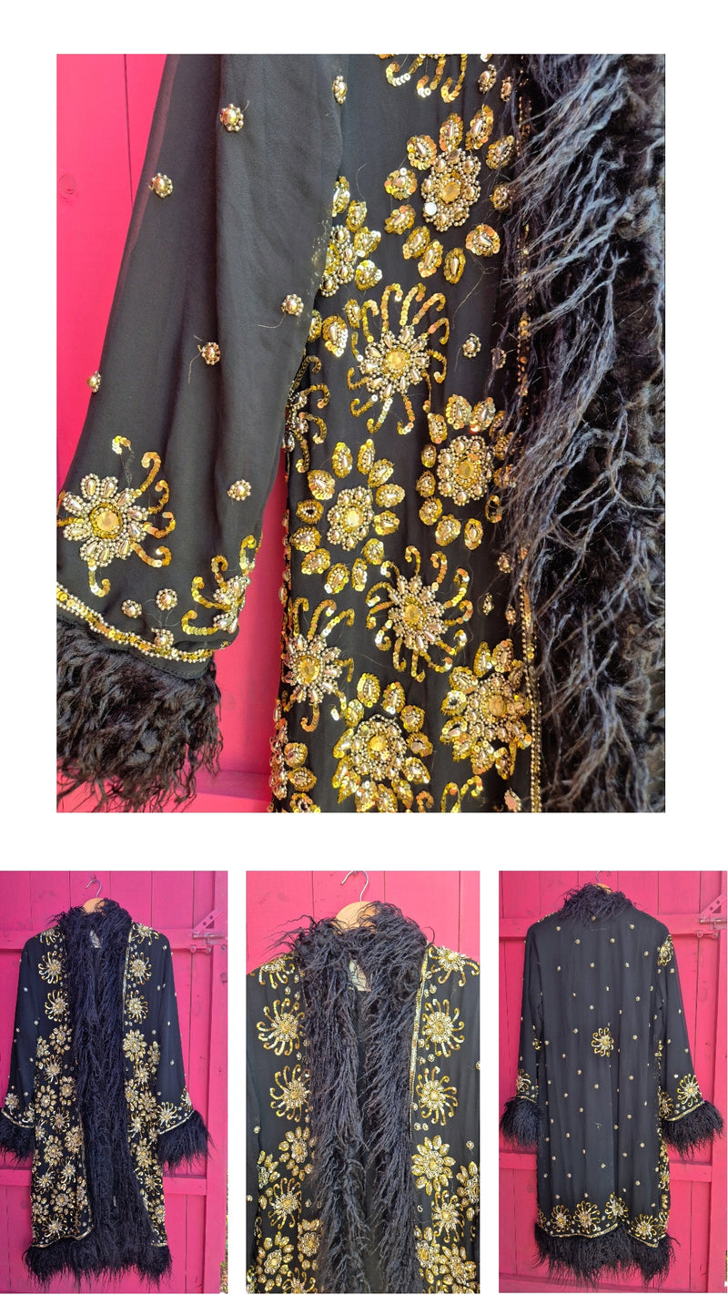 Bohemian coat • BLACK & GOLD • XS/S/M